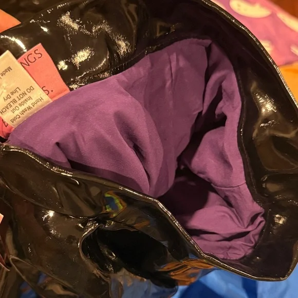 Vixen by Micheline Pitt Glossy Black Midi Skirt Sz.XS w/silver zip back - Picture 11 of 11